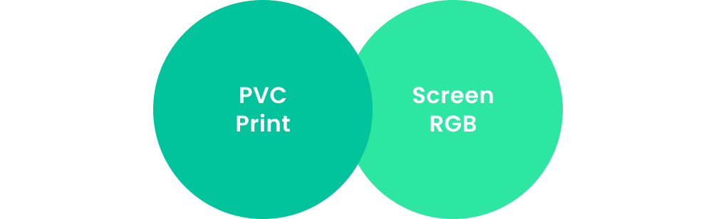 PVC print versus screen RGB comparison for the Monese green