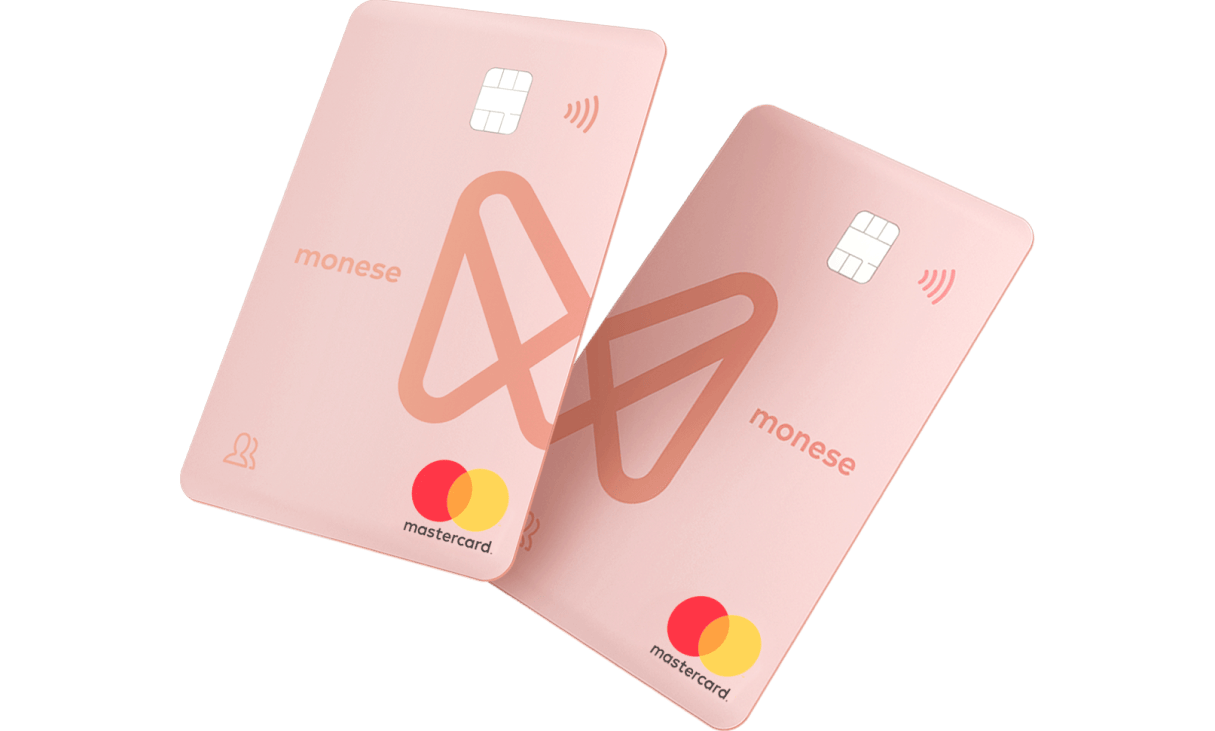 Joint account card pair forming the Monese logo when placed together