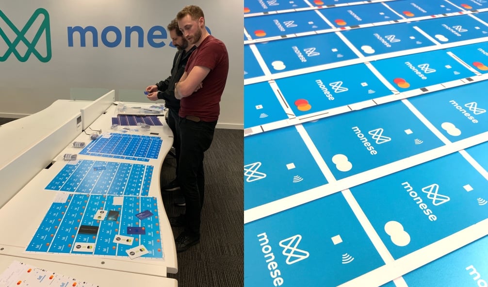 Print samples across the Monese card range