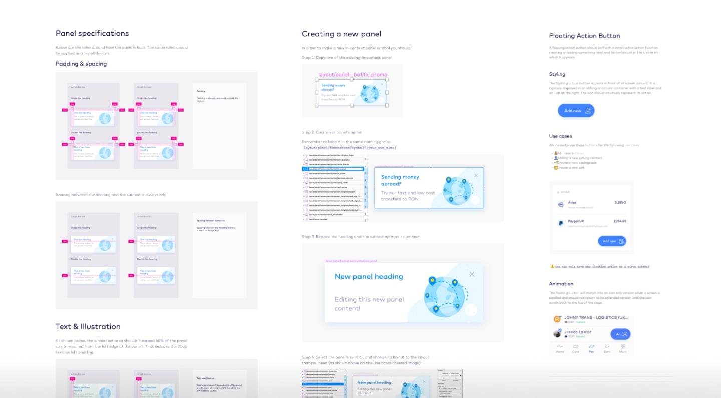 Monese design system documentation in Zeroheight