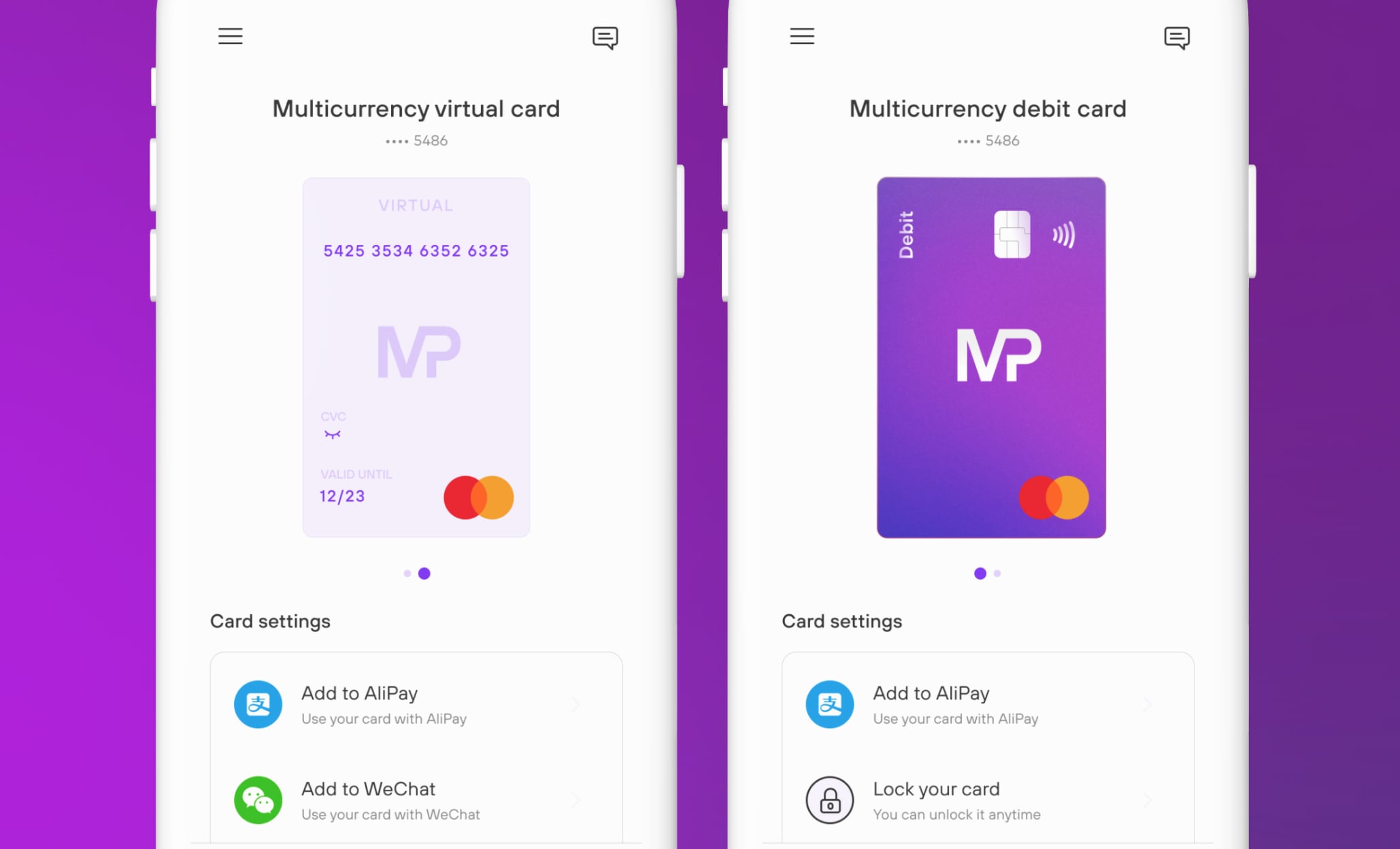 Founding beta: multi-currency virtual and physical card in early app mockups